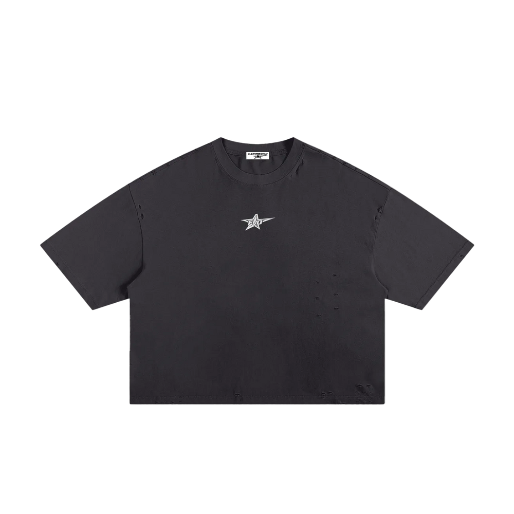 FVO — Frayed Boxy Tee Wash Black
