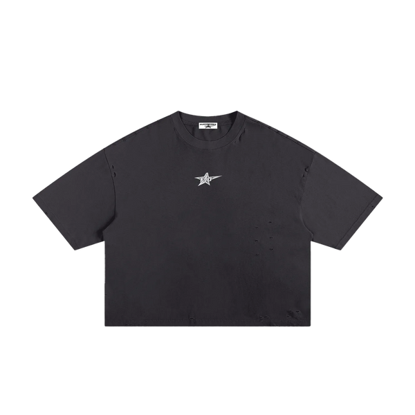 FVO — Frayed Boxy Tee Wash Black